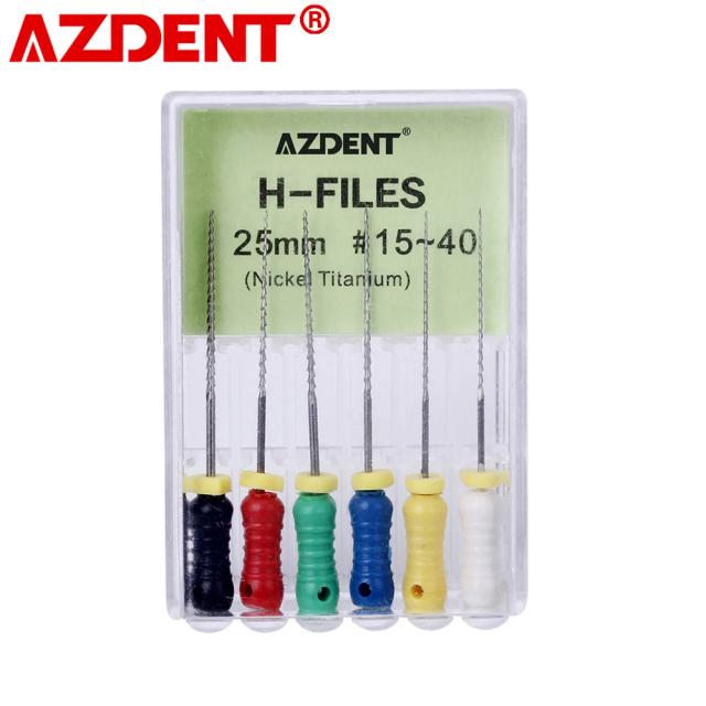 AZDENT Dental Niti Hand Use Files Endodontic Instruments Root Canal File 6Pcs/Pack H-File K-File REAMERS 21/25mm #15-40 on Productcaster.