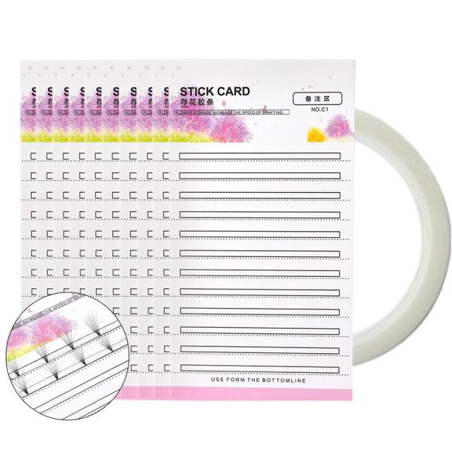 10pc card + 1pc Double sided tape eyelash stple stick card Eyelash extension tool save eyelash on Productcaster.