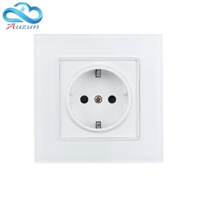 German standard wall tempered glass panel socket plug ground 16A eu standard socket 86 on Productcaster.