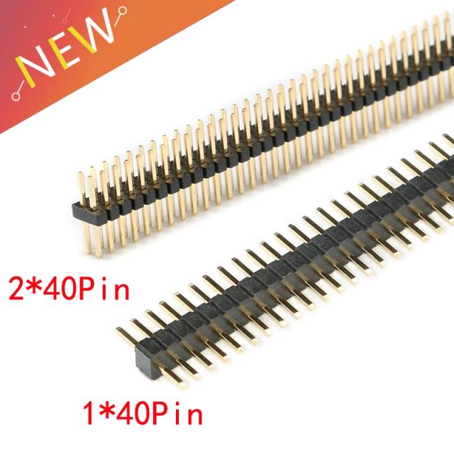 10pcs/Lot 1.27mm 1*40 2*40 Pin Header Male Pitch Male Single/Double Row Pin Header Strip Gold Plated Copper Connector on Productcaster.