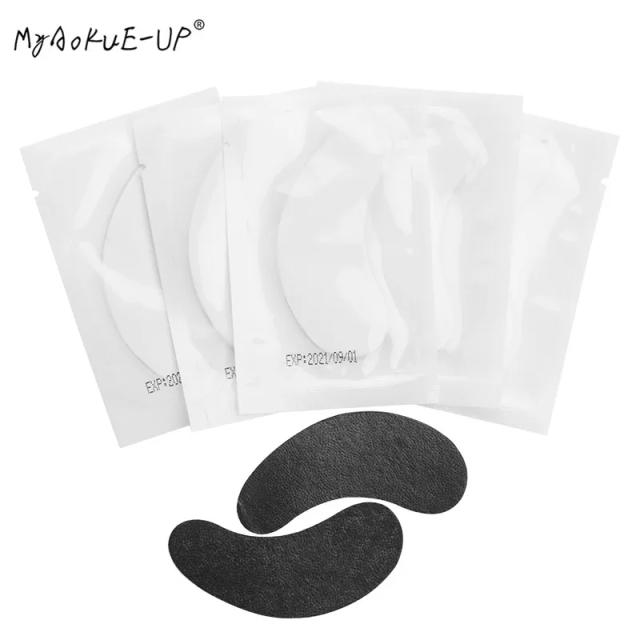 50 pairs/lot Gel Eye Pads Eyelashes Paper Patches For Eyelash Extension Eye Tips Sticker Wraps Black Patches Makeup Tools on Productcaster.