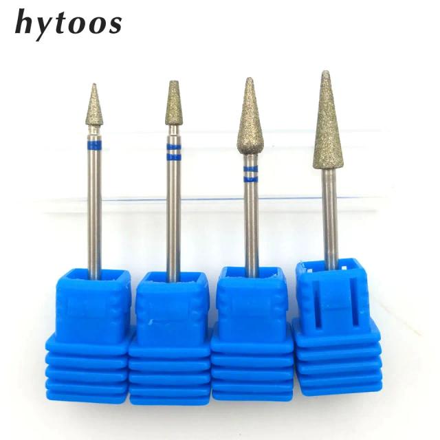 HYTOOS 4 Type Cone Diamond Nail Drill Bit 3/32" Rotary Burr Manicure Cutters Pedicure Drill Accessories Nail Beauty Tools on Productcaster.