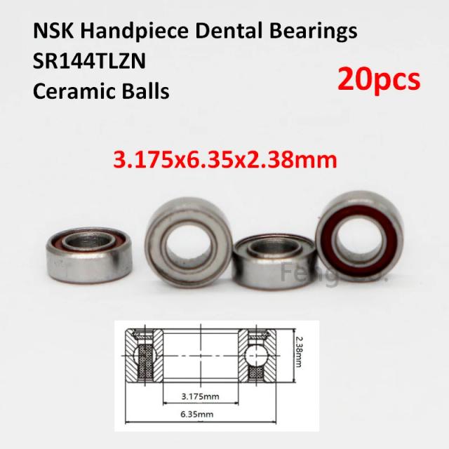 20pcs High Speed handpiece Turbine Ceramic Dental Bearings RUCA SR144TLZN 3.175x6.35x2.38mm NSK SR144 on Productcaster.