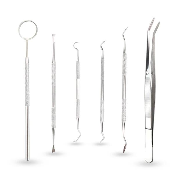 6pc/4pc/3pc Dental Mirror Stainless Steel Dental Instrument Dentist Tool Set Probe Tooth Care Kit Tweezer Hoe Sickle Scaler on Productcaster.