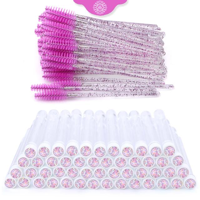 50/100pcs Diamond Eyebrow Brush Tube Disposable Eyelash Brush Reusable Crystal Eyelash Brush Replaceable Dust-proof Makeup Sets on Productcaster.