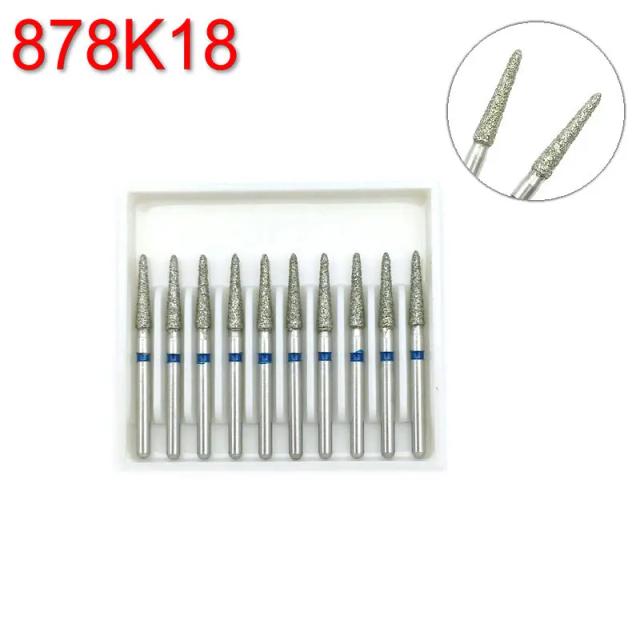 10pcs/pack Diamond Burs Dental FG High Speed Drills for High Speed Handpiece Medium Dentist Tool 878K18 on Productcaster.