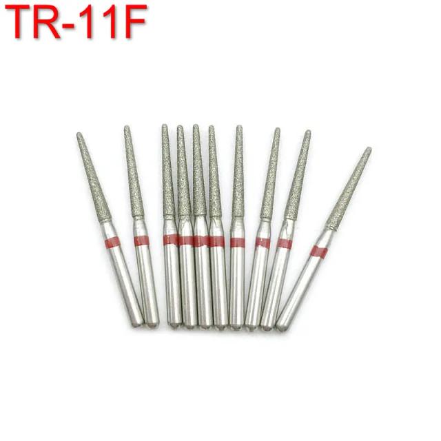 10pcs/pack Dental Diamond Burs Drill for Dentistry Handpiece Handle Diameter 1.6mm Dentist Tools TR-11F on Productcaster.