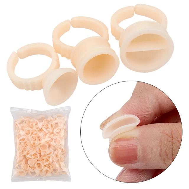 100 Pcs Disposable Silicone Eyelash Glue Ring Cup Holder Container Tattoo Pigment Eyelash Extension Makeup Tools Lash Supplies on Productcaster.