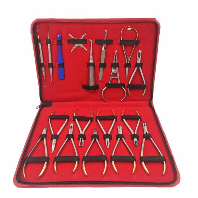 18pcs Dental Orthodontic Tools Set Orthodontic pliers with TC Etractable Bracket Locator Subalong Pliers Dentist tool kit on Productcaster.