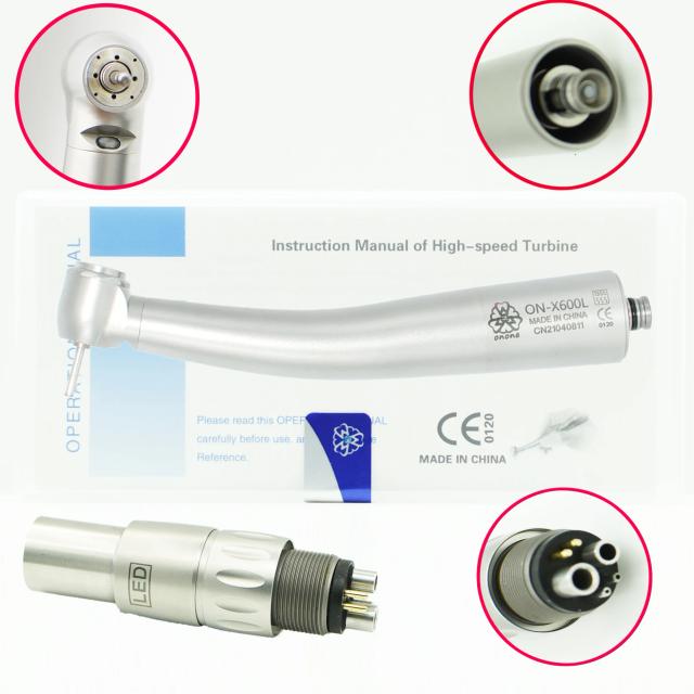 Dental High Speed Fiber Optic LED Handpiece Dental Four Water Spray Turbine With 6Holes Quick Coupler on Productcaster.