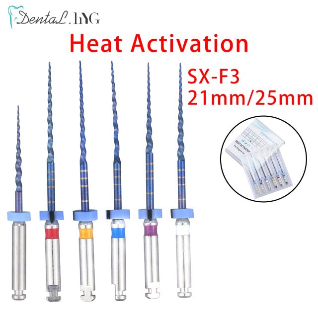 6 pcs/box S1-F3 Dental Endodontics Files Heat Acticated NiTi Engine Use Super Rotary File 21mm/25mm Dental Root Canal File on Productcaster.