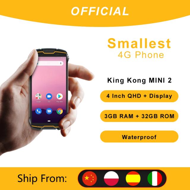 Cubot KingKong MINI2 Waterproof Rugged Phone 4" QHD+ Screen 4G LTE Dual-SIM Face ID Android 10 3GB+32GB 13MP Camera MINI Phone on Productcaster.