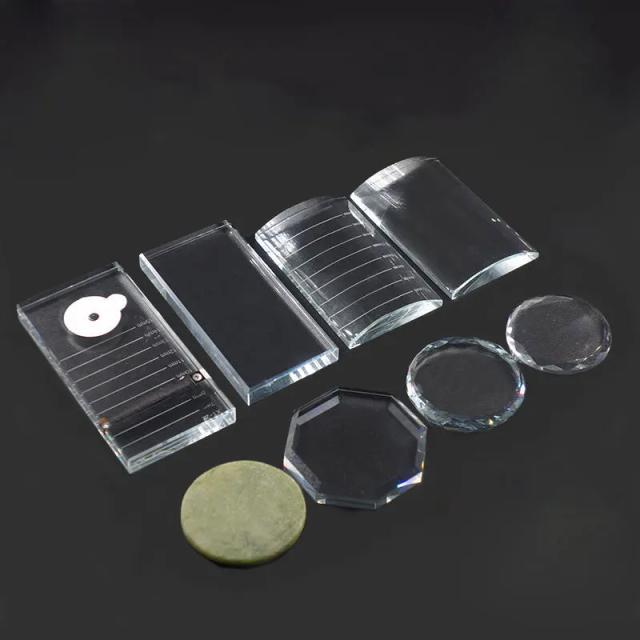 False Eyelash Glue Holder Pallet Eyelash Extension Stand pads with Tick Mark Crystal Glass Adhesive Glue Holder on Productcaster.