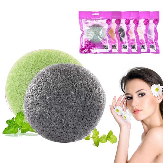 Puff Natural Cleanse Exfoliator Puff Face Cleaning Sponge Round Shape Konjac Face Washing Sponge Facial Tool on Productcaster.