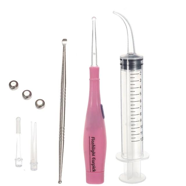 1Set Tonsil Stone Remover Tools Kit Ear Wax Remover LED Light With 3 Tips Earpick 12cc Irrigator Syringe Clean Care Tool on Productcaster.