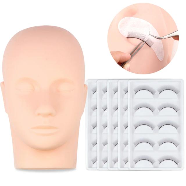 Training False Eyelashe Handmade Practice Silicone Mannequin Model Head Beginner Training Set Practicing Eyelash Extension Tools on Productcaster.