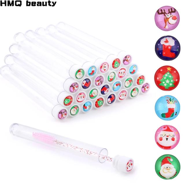 Christmas Drill Reusable Eyebrow Brush Tube Disposable Eyelash Eyebrow Brush Makeup Brushes Lash Accesories Replace Dust-proof on Productcaster.