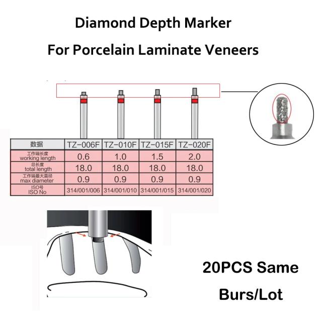 ResyDental Depth Marking Diamond Instrument For Porcelain Laminate Veneers 20 PCS Same Burs/Lot on Productcaster.