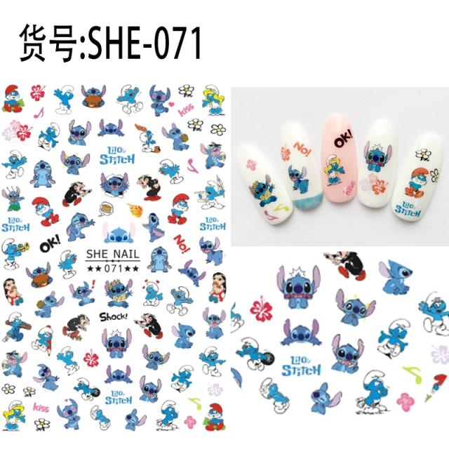 1PCS Disney Cartoon Anime Stitch Nail Sticker Mickey Mouse Donald Duck Nail Slider Dumbo Lion King Art Nail Decoration on Productcaster.