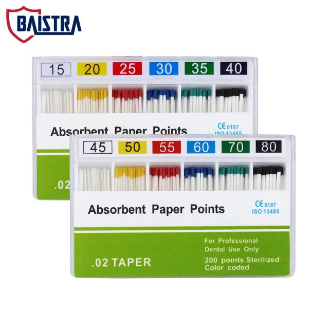 Dental Absorbent Paper Points 02 Taper Root Canal Endodontics Moisture Absorbing Paper Tips Dentistry Disposible Tool 200Pcs/Box on Productcaster.