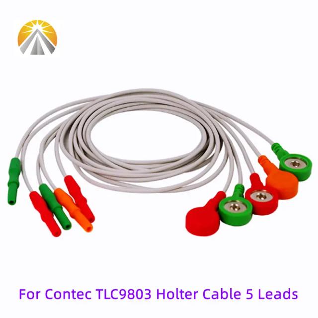 Holter Cable 5 Leads For Contec TLC9803 3 Channel 24 Hours Holter Recorder Dynamic ECG Monitor Device on Productcaster.