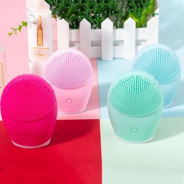 Ultrasonic Electric Face Cleansing Brush Silicone Wash Instrument Deep Pore Cleaning Facial Vibration Massage Relaxation Tools on Productcaster.