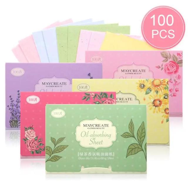 100Pcs Mini Pocket Matting Face Wipes Green Tea Face Oil Blotting Paper Facial Cleanser Oil Control Face Cleaning Tool Skin Care on Productcaster.