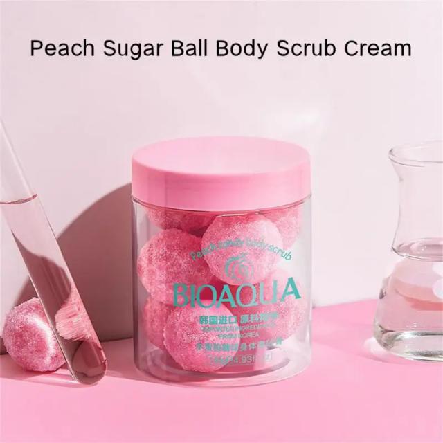 Peach Sugar Ball Body Scrubs 140g Whole Body Wash Exfoliating Cream Rough Dead Skin Removal Improve Dull Skin Tone Skin Care on Productcaster.