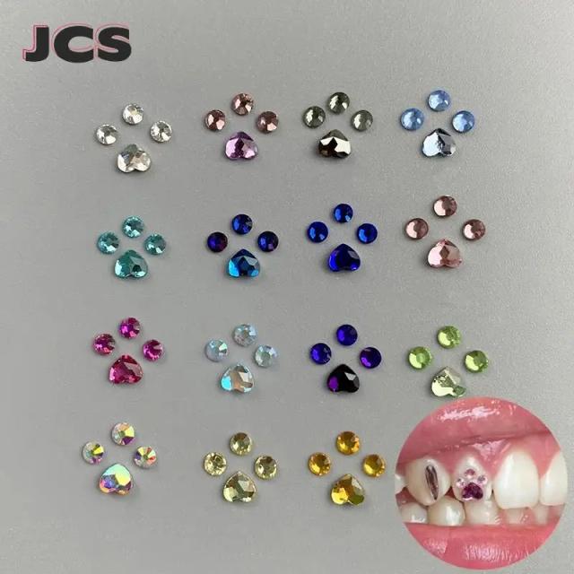 4pcs/bag Dental Tooth Gems Crystal Diamond Ornament Various Shapes Color Teeth Jewelry Denture Acrylic on Productcaster.