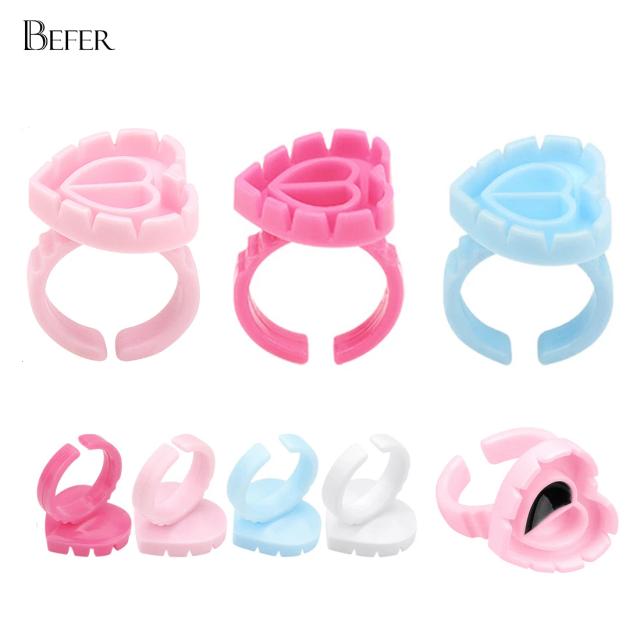 Befer Wholesale 100Pcs/Bag Disposable Eyelash Extension Glue Fan Cup Ring Tattoo Pigment Holder Container Lash Tools Supplier on Productcaster.