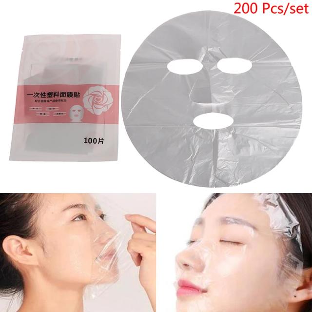 200Pcs/lot Plastic Film Natural Disposable Plastic Paper Masks Skin Care Full Face Cleaner Mask Paper Facial Beauty Healthy Tool on Productcaster.