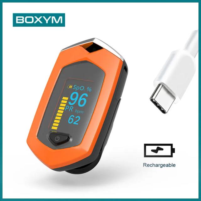 BOXYM Finger Pulse Oximeter Pulsioximetro SpO2 PR OLED Rechargeable CE Medical Oximetro De Dedo Heart Rate Monitor on Productcaster.