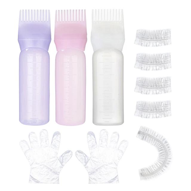 Refillable Dry Clean Bottle Hair Care Perm Hair Dyeing Comb Bottle Disposable Shower Cap Ear Muffs Hair Colouring Applicator Set on Productcaster.