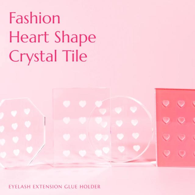 RISI Eyelash Extension Pallet Crystal Glass Heart Shaped Crystal Glass Stand False Eyelashes Holder Transparent Glue Tray Makeup on Productcaster.