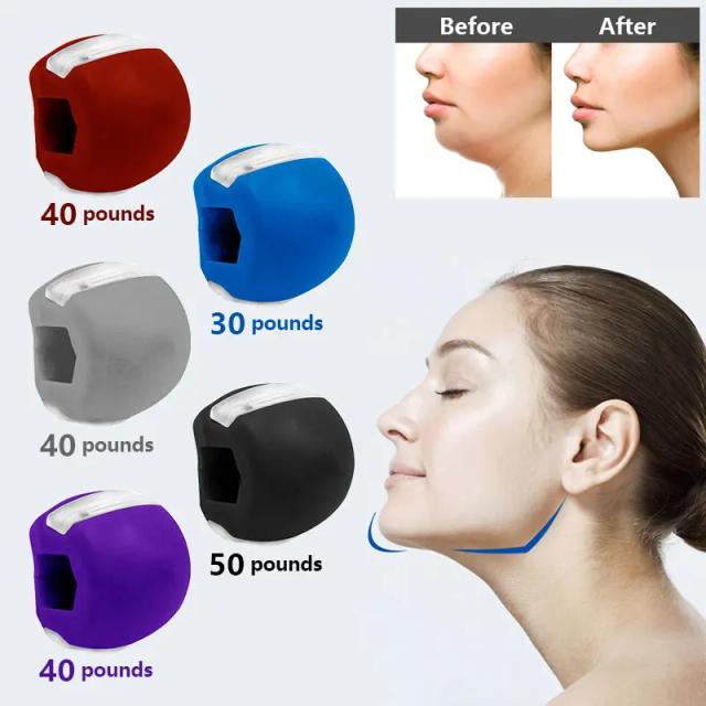 Food-grade Silica Gel Jaw Exercise Line Ball Muscle Trainin Fitness Ball Neck Face Toning Jaw Muscle Training Face lift on Productcaster.