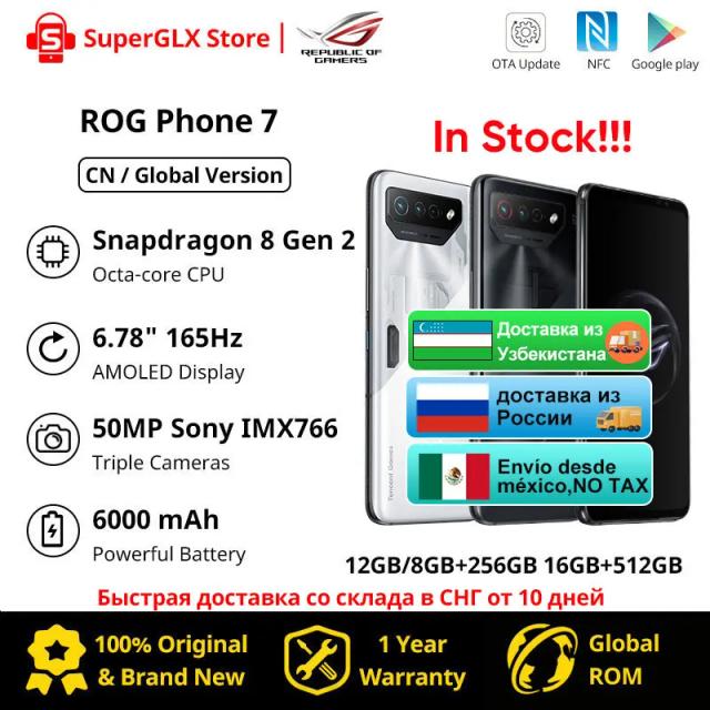 Global ROM ASUS ROG Phone 7 5G Mobile Phone Snapdragon 8 Gen 2 6.78'' 165Hz AMOLED Screen ROG 7 Gaming Phone with Airtrigger 7 on Productcaster.