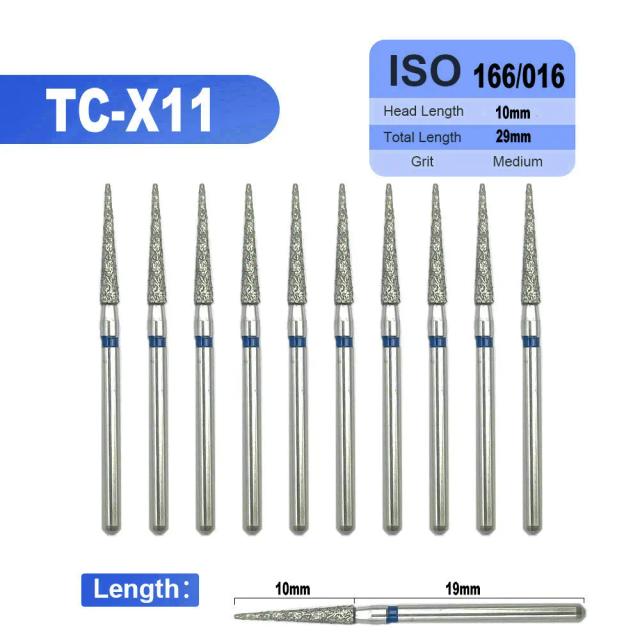 10pcs FG Dental Diamond Drills Dia-burs for High Speed Handpiece 1.6mm Dentist Tools Needle Shape Dentistry Tooth Seperators on Productcaster.