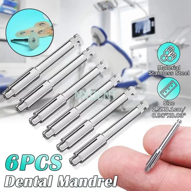 6pcs Dental Mandrel Stainless Steel Dental Lab Disc Fit RA Shank For Polishing Disk Rotary Tool Shank Set For Polisher Machine on Productcaster.