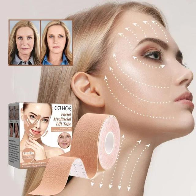 Facial Lift Tape Face Lift Tape Neck Toning Belts Anti Wrinkle Patches Anti Freeze Stickers for Firming Tightening Skin 2.5cm*5m on Productcaster.