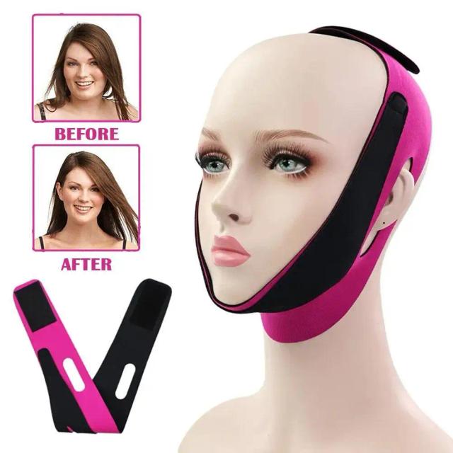 Rose Red V-Face Mask Bandage Facial Instrument Facial Massage Band Sleep Night Lift Double Chin Early Morning Swelling Reduction on Productcaster.