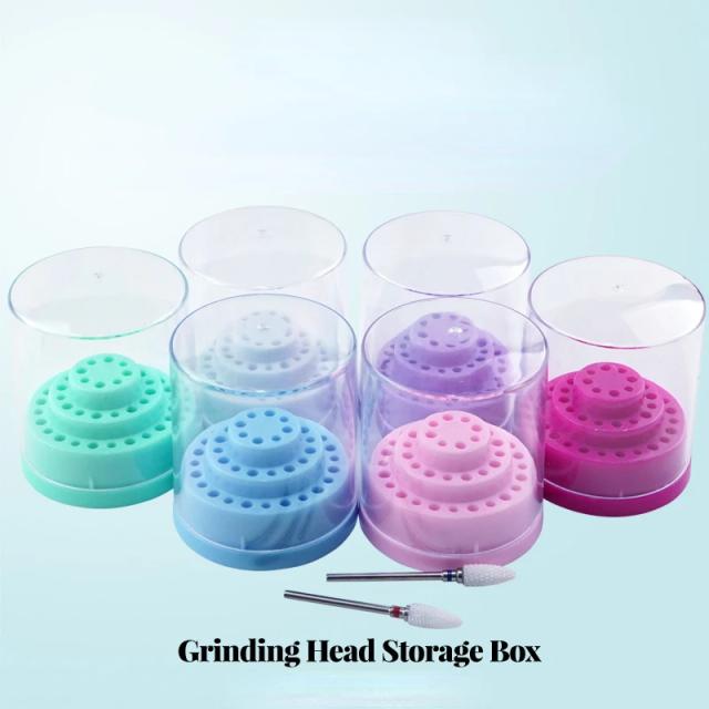 48 Holes Nail Art Drill Bit Box Holder Sanding Head Display Stand Storage Rack Milling Cutter For Manicure Tool on Productcaster.