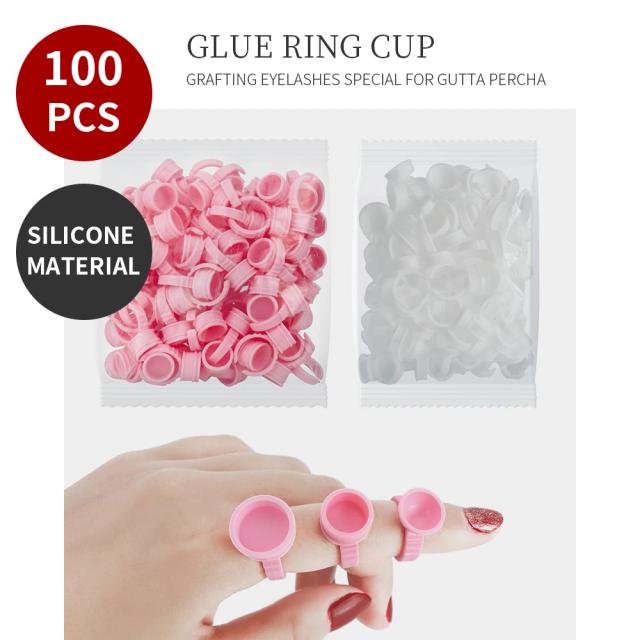 100 Pcs Flower Glue Ring Holder For Grafting Eyelash Disposable Round Heart Shap Different Size Glues Holder Makeup Tools on Productcaster.