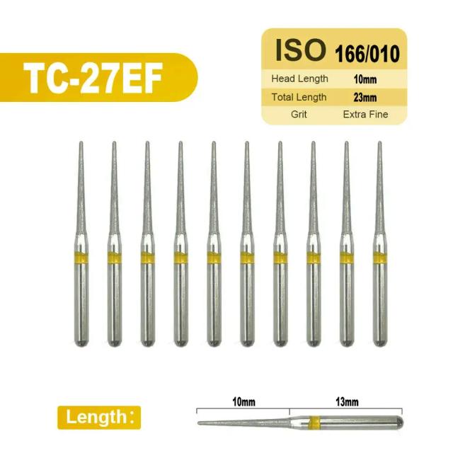 10Pcs Dental Diamond Burs Drill for Teeth Polishing High Speed Handpiece FG 1.6mm Needle Shape Dentistry Tooth Seperators on Productcaster.