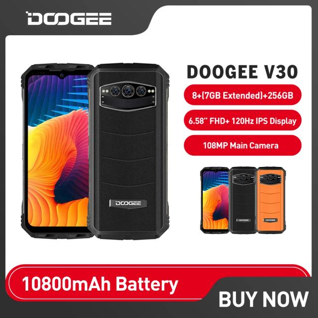 DOOGEE V30 Rugged Phone 6.58"FHD 10800mAh Phone eSIM Dual 5G 120Hz Display Dimensity Dual Speakers 8+256GB 108MP Camera on Productcaster.