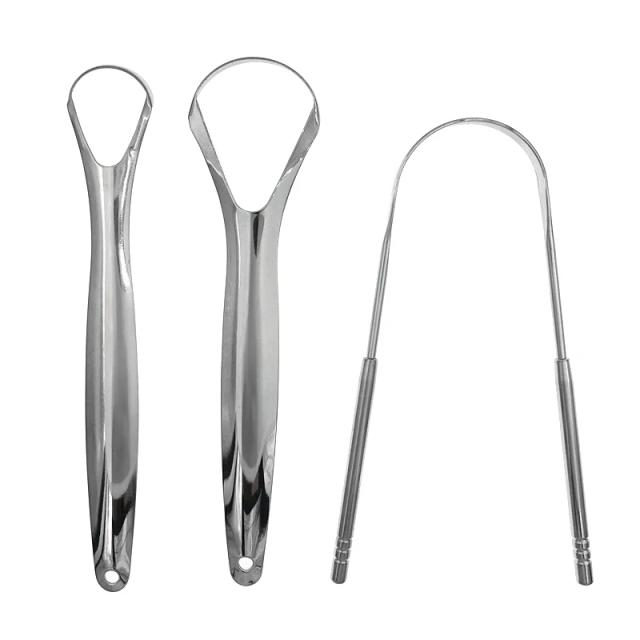 Portable Single/Double Layer Tongue Scraper Reusable Stainless Steel Oral Mouth Brush Case Non-slip Handle Tongue Scraper on Productcaster.