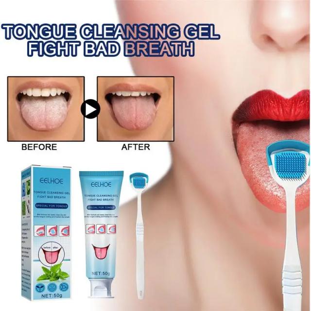 Tung Gel And Brush Tongue Cleaner Gel Oral Cleaning Set Tongue Coating Cleaning Gel With Mint Tongue Scraper & Cleaner Healthy on Productcaster.