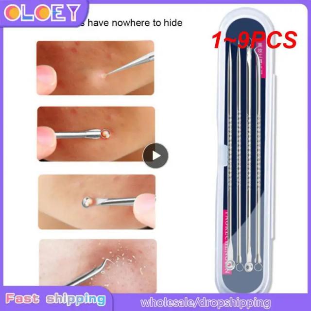 1~9PCS Acne Blackhead Comedone Black Spot Pimple Blemish Remover Skin Care Women Beauty Acne Pore Cleanser Needle Hook on Productcaster.