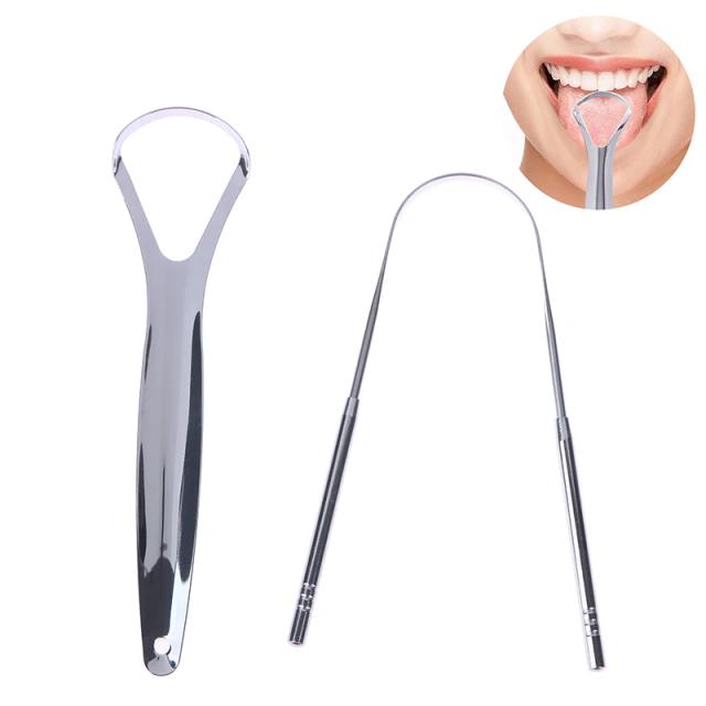 2Pcs Stainless Steel Tongue Brush Tongue Scraper Tongue Scraper Stainless Steel Tongue Cleaner Remove Bad Breath Oral Care Tool on Productcaster.