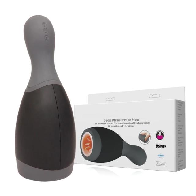 1PCS Air Pressure Silicone Male Masturbator with 12-Function Vibrations Sensor Rechargeable Memory Function Sex Toy For Men on Productcaster.