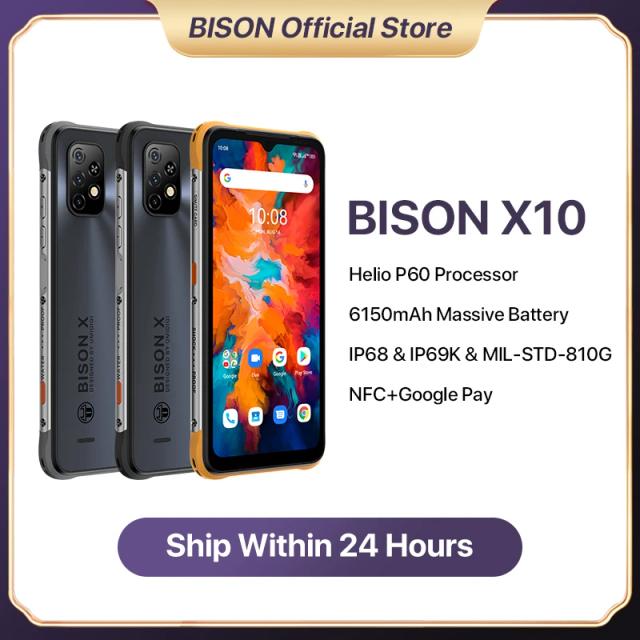 UMIDIGI BISON X10 Global Version Smartphone NFC IP68 & IP69K 4GB 64GB Helio P60 Octa Core 6.53" HD+ 20MP Triple Camera 6150mAh U on Productcaster.